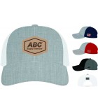 Richardson Snapback Trucker Cap with GENUINE LEATHER Patch LW112LPF - Add USA Flag