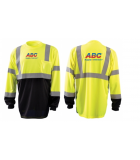 Moisture Wicking, Hi-Viz Long Sleeve Birdseye, BLACK Front Bottom, T-Shirt LWLSHVZBB