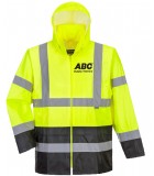 Water Proof, Breathable Hiviz Black Bottom Rain Jacket LWRAINBB