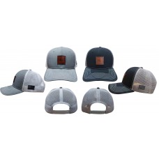 Stocked Trucker Mesh Leather Patch USA Flag Cap - OLWLPFC