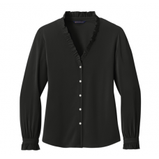 Brooks Brothers Women's Long Sleeve Ruffle Collar Blouse LWBB18011